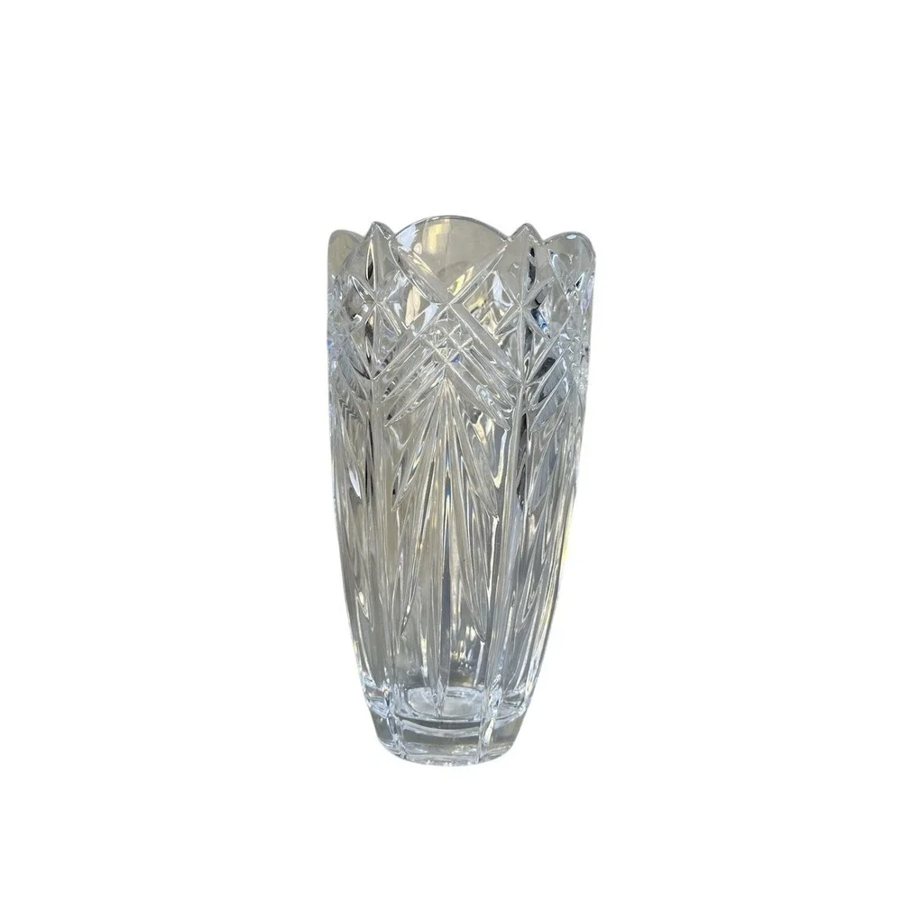 Mikasa Crystal Vase Adults OSFM Clear NEW Geometric Faceted Centerpiece